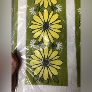 Vintage Flower Power Paper Tablecloth, Avocado Green & Yellow